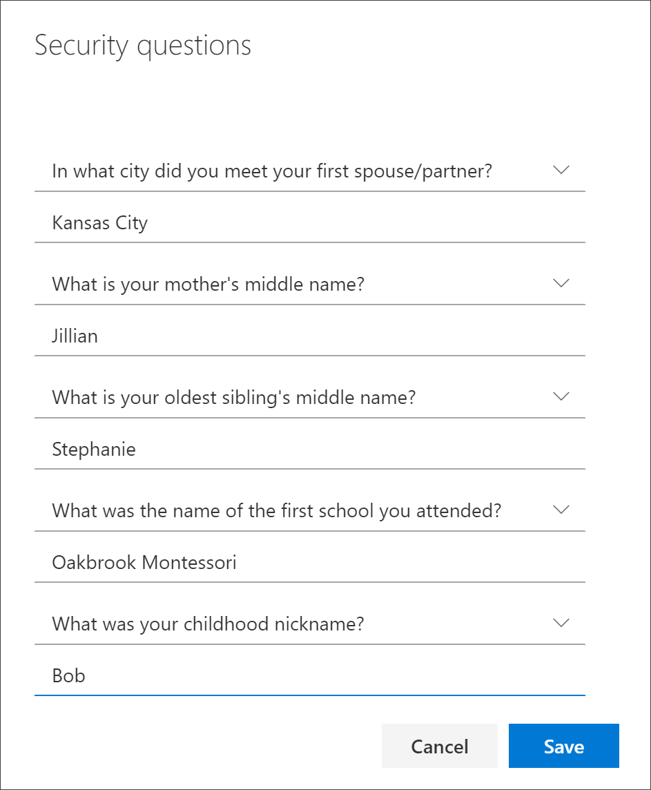 Creating a Form similar to Security Questions